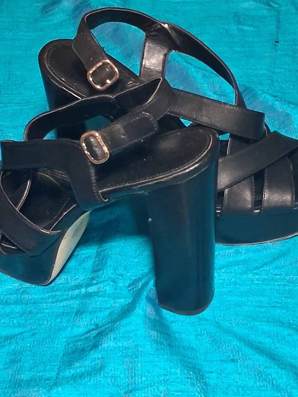 Michael Kors Black Leather Platform Crisscross Slingback Sandals with Buckle